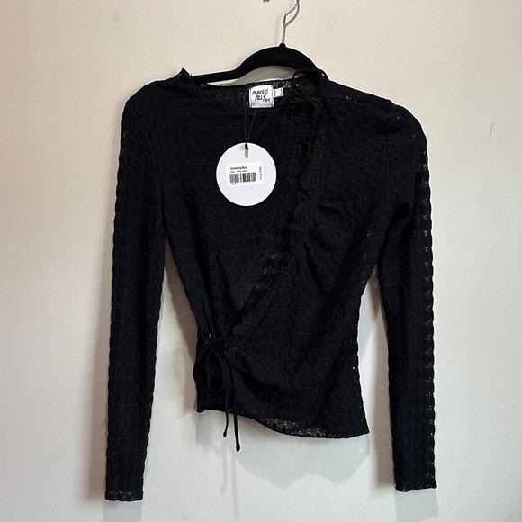 Princess Polly Carisha Black Lace Wrap Top - Picture 4 of 13